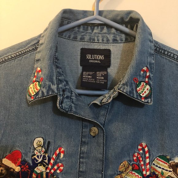 Vintage Solutions denim embroidered christmas shir - Picture 5 of 6